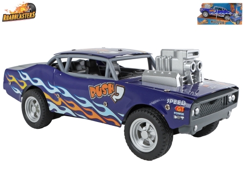 Roadblasters 21cm die cast friction powered blue muscle car in OTB
