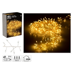 Light chain 480 LED warm white, length 4,8 m, outdoor. Use