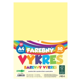 Farebný výkres A4 180g/m2, bal/50 ks - pastelová žltá