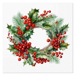 Napkins PAW L 33x33cm Berry Wreath