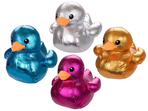 4asstd color (silver,gold,blue,purple) 15cm plush metallic duck 0m+