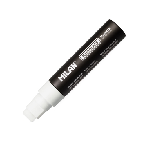 Popisovač MILAN FLUOGLASS 8-15 mm, biely 