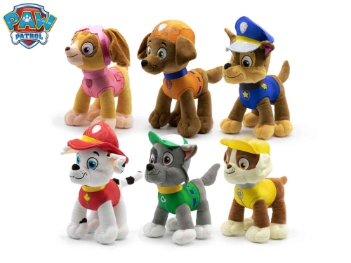 Paw Patrol 6asstd (Chase,Rockey,Skye,Marshall,Rubble,Zuma) 21cm plush Classic characters 0