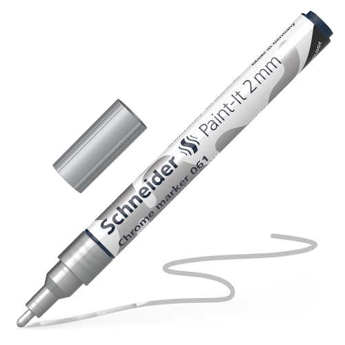 Popisovač Schneider Paint-It 060 Chrome Metallic, hrot 2 mm - strieborná