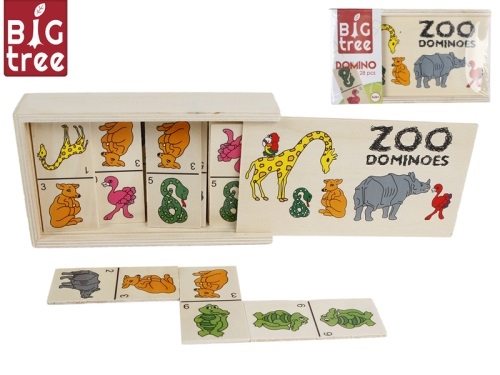 Big Tree 15,5x9x4cm wooden domino animals 28pcs in wooden box in shrink