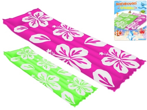 2asstd color (pink, green) 183x69cm inflatable flower design air mat in PP w/insert card