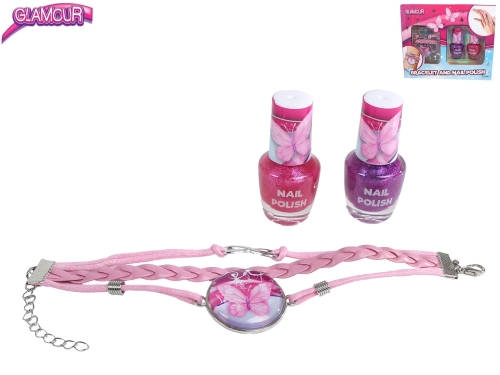Glamour gift set w/2pcs of 5ml nail polish & bracelet in WBX