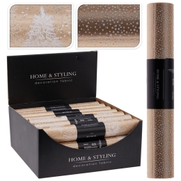 Organza látková 28x250 cm - stromček /bodky, zlatá farba (mix)