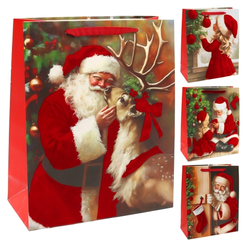 Gift bag with a Christmas scene, 32x26x10 cm, assorted/1 pc