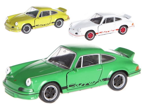 3asstd color (yellow, green, white) 12cm die cast pull back Welly Porche Carrera RS 12pcs
