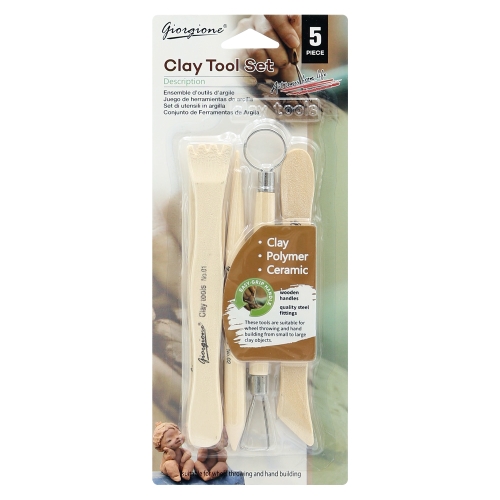 Clay modelling tools (set of 5) wood