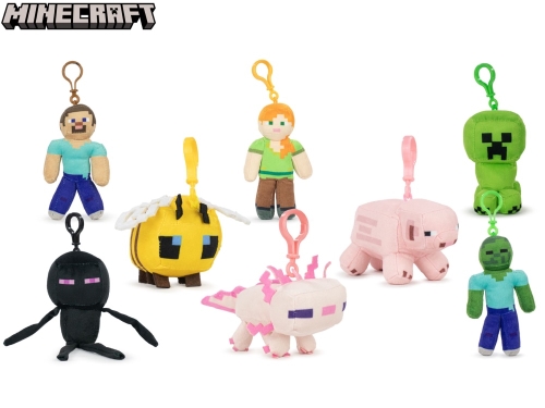 Minecraft 8asstd (Steve,Enderman,bee,Alex,axolotl,pig,Creeper,zombie) 12cm plush keychain