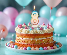 Cake candle - number "8" Bio glitter 8.5 cm
