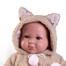 Newborn Luca doll in sheep wool coat, 42 cm (2)