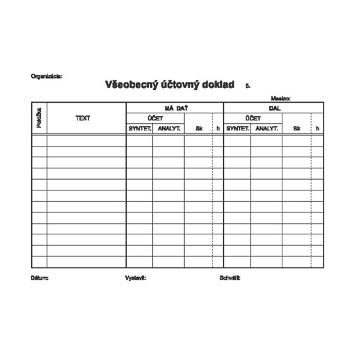 Všeobecný účtovný doklad A5-100list. 952 (29295)