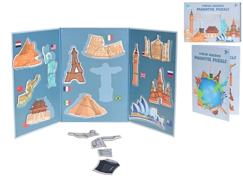 35pcs of magnetic puzzle - world buildings theme in PBX