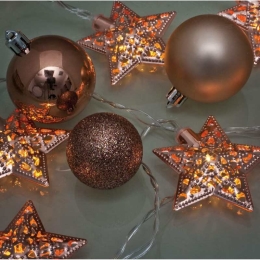 Decorative lighting - chain of 10 LEDs - copper stars, length 1.5 m