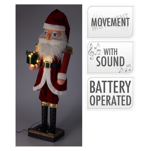 Nutcracker in Santa Claus costume 110 cm, moving with sound