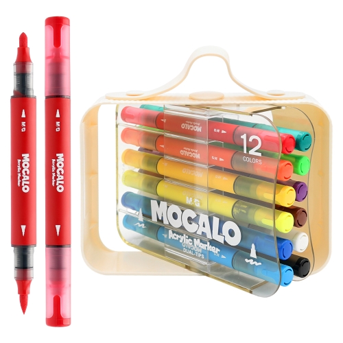 M&G MOCALO Acrylic Marker, dual tips - set of 12 colours