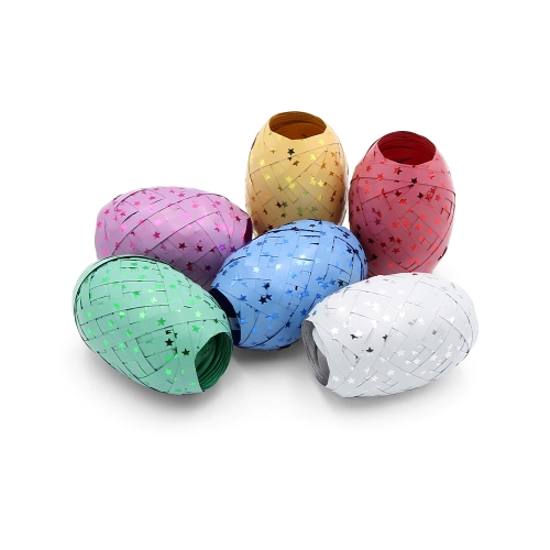 Ribbon 5 mm x 10 m /egg (mix of 6 pastel colours with shiny elements)