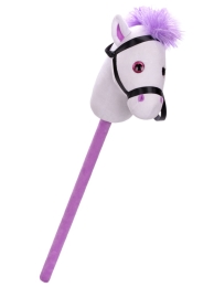 1style only (white) 75cm plush horse stick each in polybag (2)