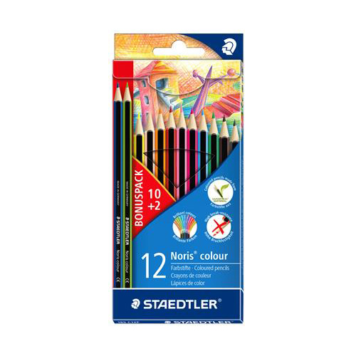 Farebné ceruzky, šesťhranné, staedtler "noris colour", 10+2 rôznych farieb
