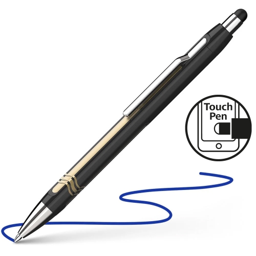 Pero guľôčkové Schneider Epsilon XB black-gold Touch - modrá náplň