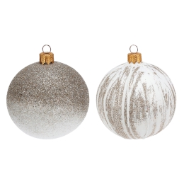 8 cm Glass Christmas Ball with a Sparkling Pattern (Assorted / Price per piece) (1)