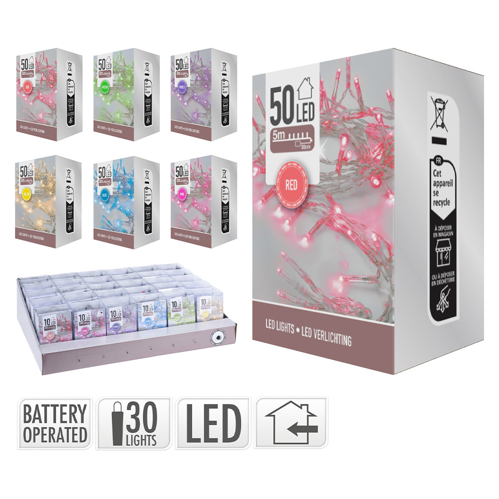 Svetelná reťaz 50 LED dĺžka 5 m (6 farieb)