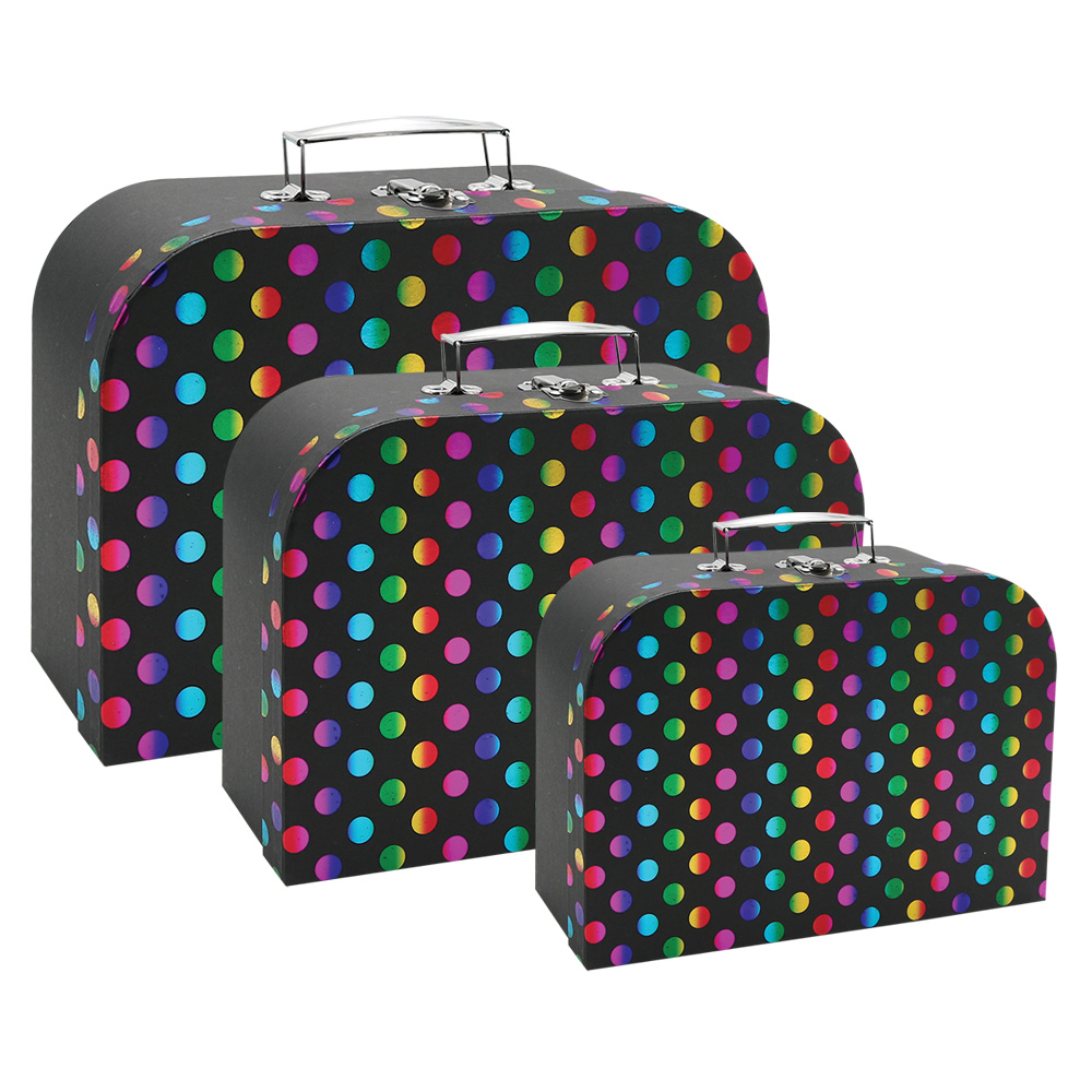 Sada detských kufríkov 3 ks - lesklá potlač Polka dot
