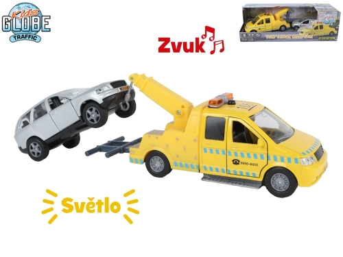 Kids Globe Traffic 14cm BO "try me" die cast pull back tow truck w/light&sound w/11,5cm ca