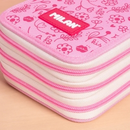 Pencil case MILAN 3-tier/full, FlowiCorn series pink (3)