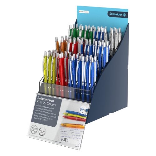 Schneider K20 Icy Colours Ballpoint Pen Display Stand by SiS Display (100 pcs)