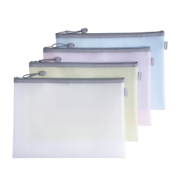 Envelope with zipper JUNIOR A4 mesh - blue (1)