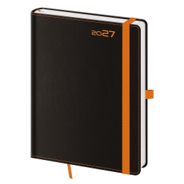 Diár 2027 týždenný B6 Black Orange s pútkom  na pero