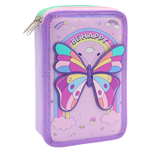 Pencil case 2-posch. empty - Butterfly