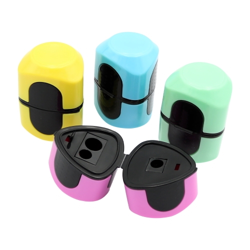Pencil sharpener triangular, 3 holes (mix of 4 colours)