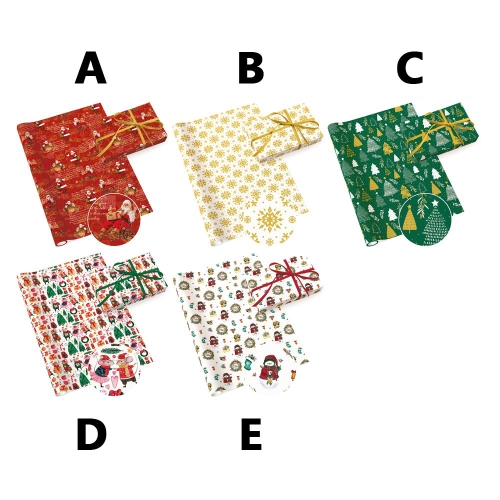 Gift paper 70 x 200 cm - Neutral 20 (mix of 5 Christmas designs)