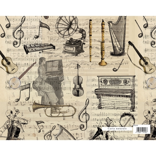 Gift wrapping paper FLORENTIA 70x100 cm - sheet music and musical instruments