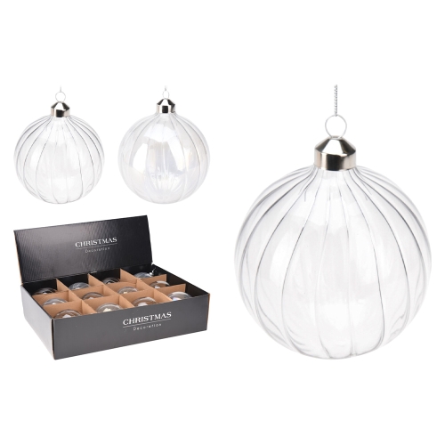 XMASBALL GLASS 8CM BRUSHED 2AS