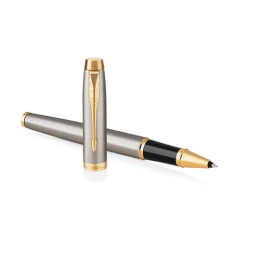 PARKER IM Brushed Metal GT Rollerball Pen + Black PU Case (1)