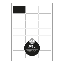 Labels, universal, 63.5x38.1 mm, rounded corners, APLI, 2100 labels/pack