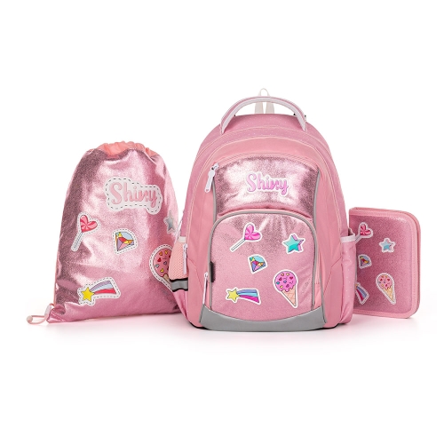 School backpack (3-piece set) OXY GO - Shiny