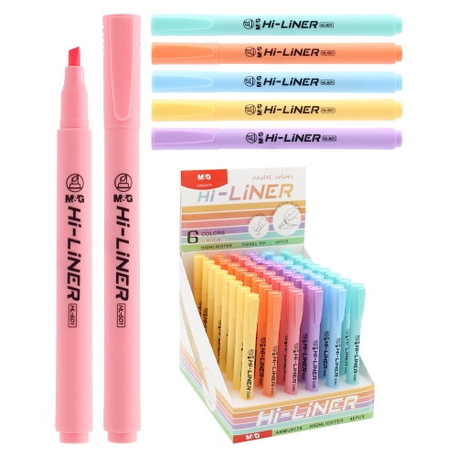 Highlighter M&G Hi-Liner Pastel (mix of 6 colours 48 pcs)