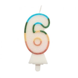 Cake candle - number "6" Bio glitter 8.5 cm