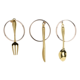 Decorative rings for napkins in the design of cutlery - gold, set of 4 pcs (1)