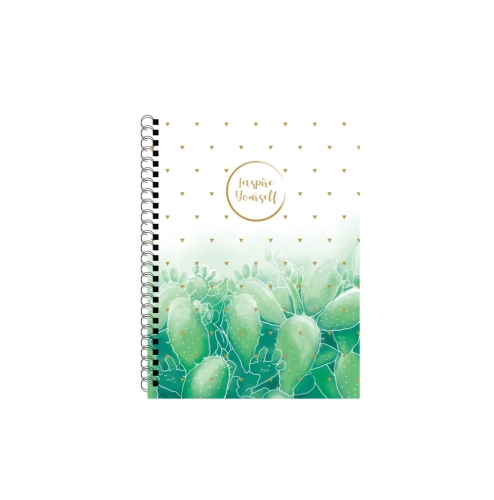 Ruled pad with spiral PP A4 60 sheets - Soft Romantic cactus