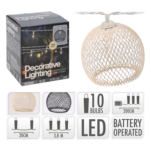 Dekoračné vonk. osvetlenie 10 LED biela teplá, dĺžka 3,8 m