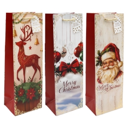 Christmas Gift Bag for a Bottle, 36x12x9 cm, Assorted/1 pc