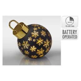 20 cm Christmas Ball with LED Light, Freestanding, Black